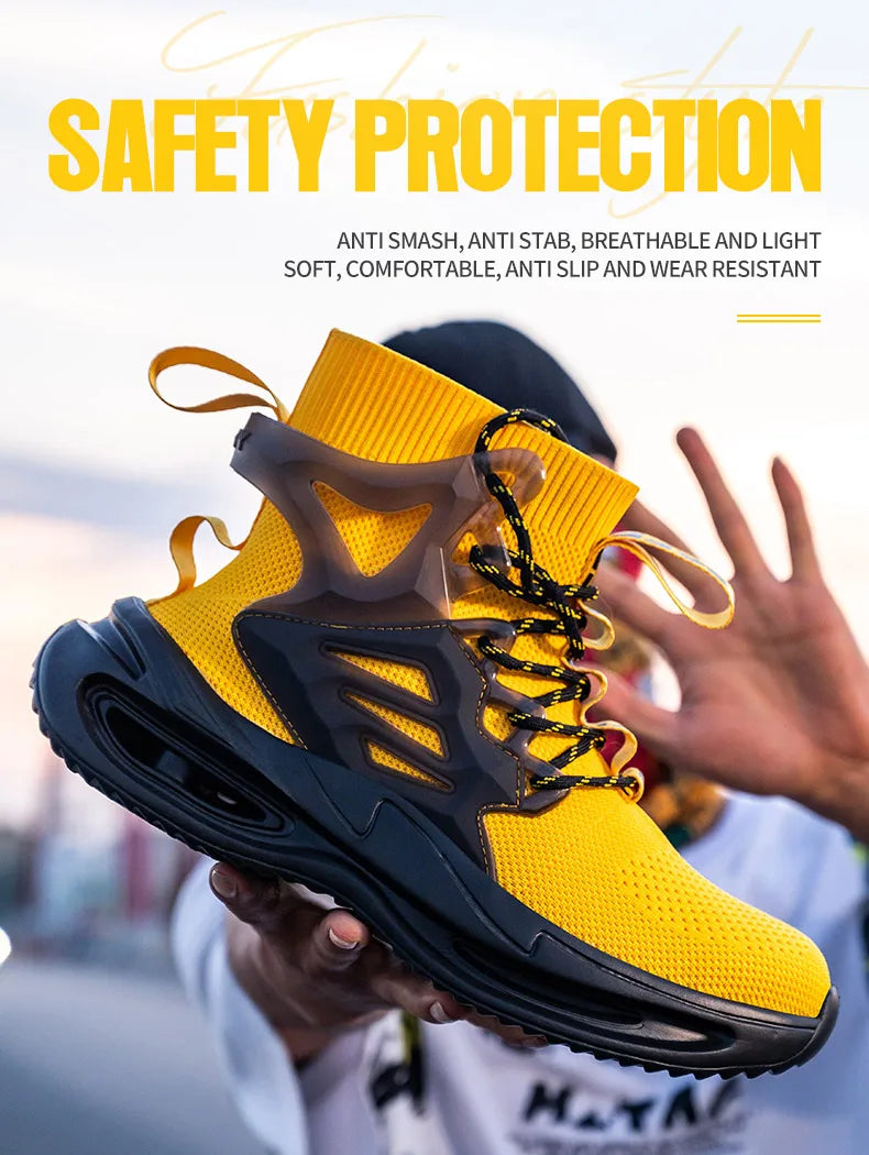 Men Work Safety Boots Steel Toe Shoes Safety Boots Anti-smash Anti-puncture Work Sneakers Indestructible Shoes New