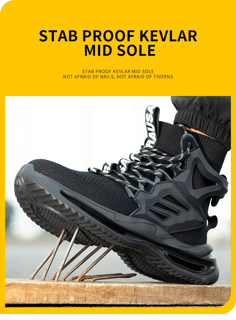 Men Work Safety Boots Steel Toe Shoes Safety Boots Anti-smash Anti-puncture Work Sneakers Indestructible Shoes New