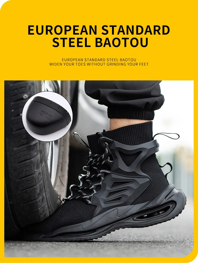 Men Work Safety Boots Steel Toe Shoes Safety Boots Anti-smash Anti-puncture Work Sneakers Indestructible Shoes New