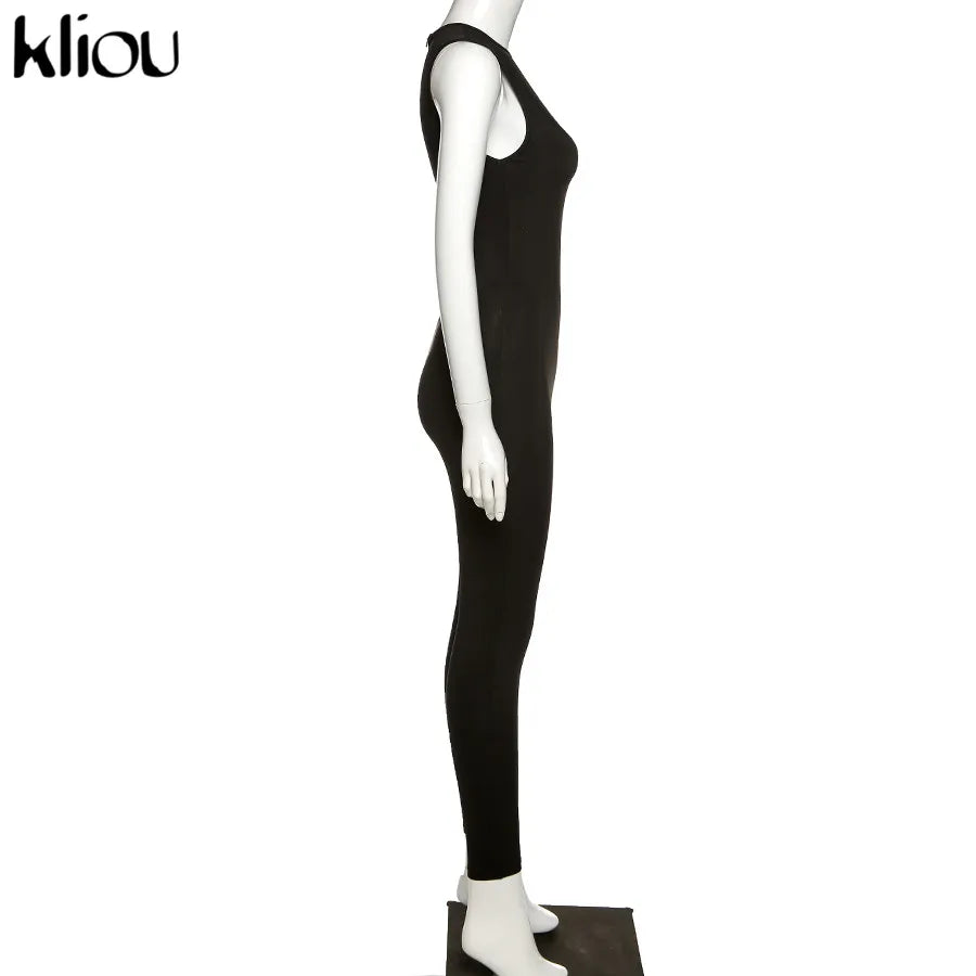 kliou Pencil Jumpsuit Women Full Seasons Casual Fitness Sporty Playsuit Sleeveless Slim Activewear  All In One Jumpsuit Clothing