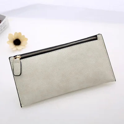 Women's Purse Ladies Wallet Long Money Bags Simple Style Coin Purse Leather Thin Wallets Female Card Holder Solid