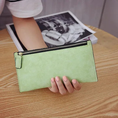 Women's Purse Ladies Wallet Long Money Bags Simple Style Coin Purse Leather Thin Wallets Female Card Holder Solid