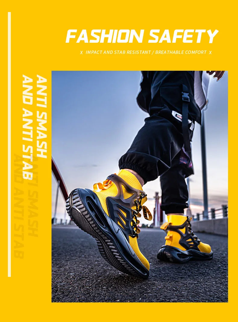 Men Work Safety Boots Steel Toe Shoes Safety Boots Anti-smash Anti-puncture Work Sneakers Indestructible Shoes New