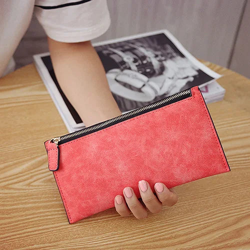 Women's Purse Ladies Wallet Long Money Bags Simple Style Coin Purse Leather Thin Wallets Female Card Holder Solid