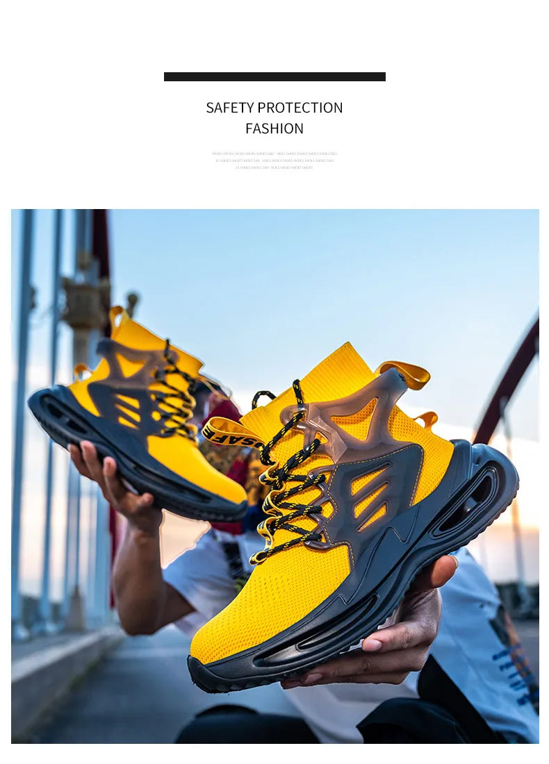 Men Work Safety Boots Steel Toe Shoes Safety Boots Anti-smash Anti-puncture Work Sneakers Indestructible Shoes New