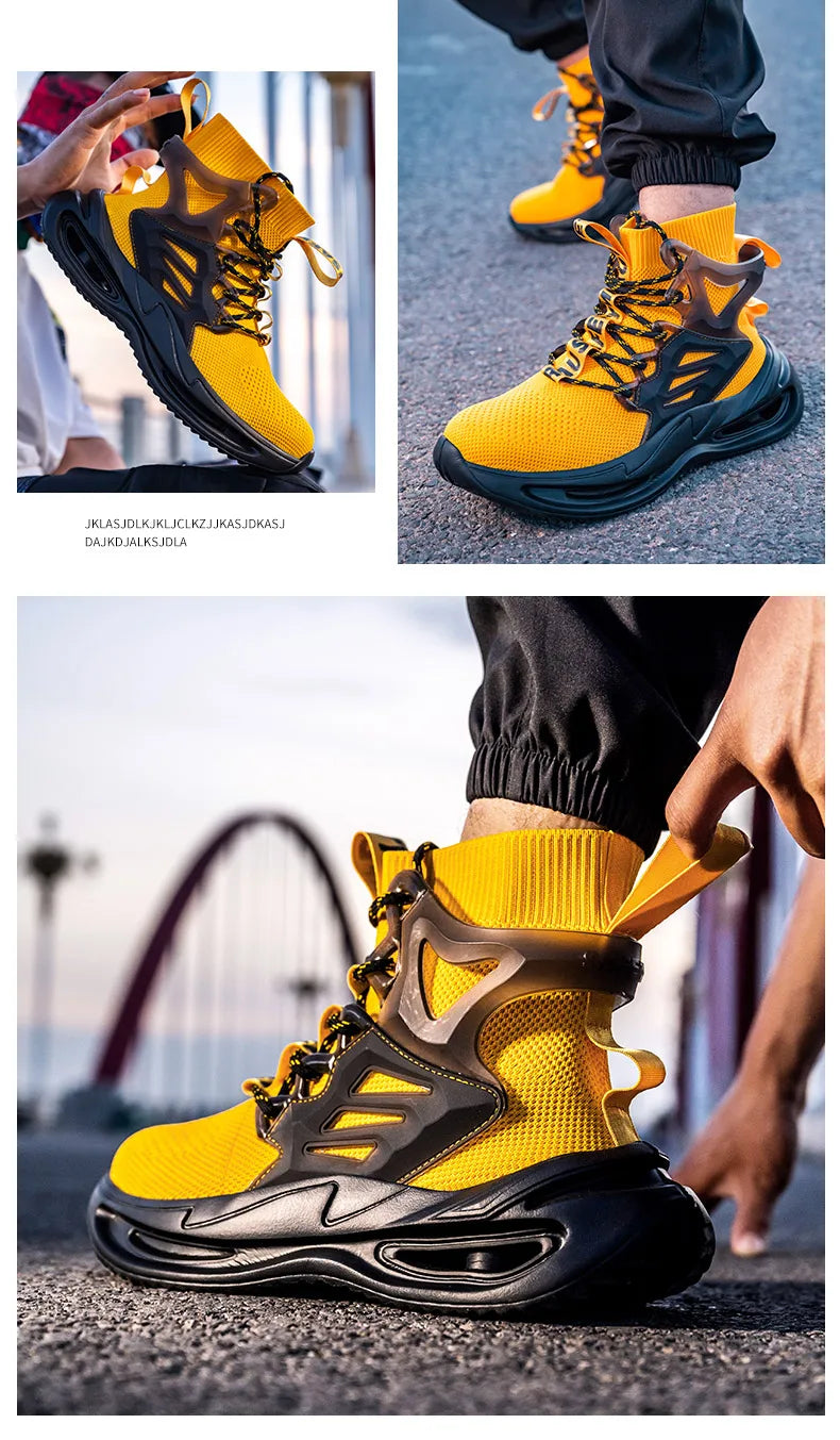Men Work Safety Boots Steel Toe Shoes Safety Boots Anti-smash Anti-puncture Work Sneakers Indestructible Shoes New