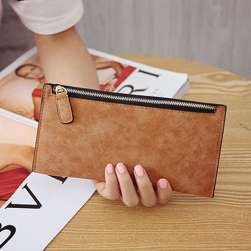 Women's Purse Ladies Wallet Long Money Bags Simple Style Coin Purse Leather Thin Wallets Female Card Holder Solid