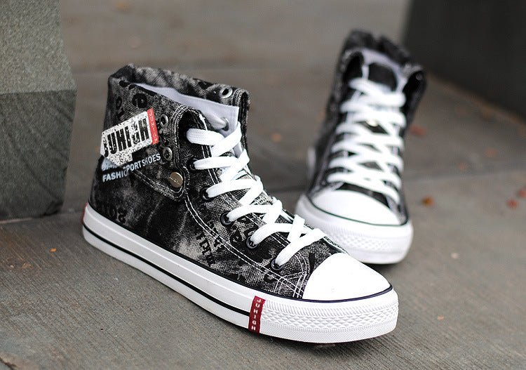 Men's Casual Shoes Blue Vulcanized Canvas Shoes for Men High Top Sports Shoes Breathable New Men Denim Shoes Zapatillas Hombre