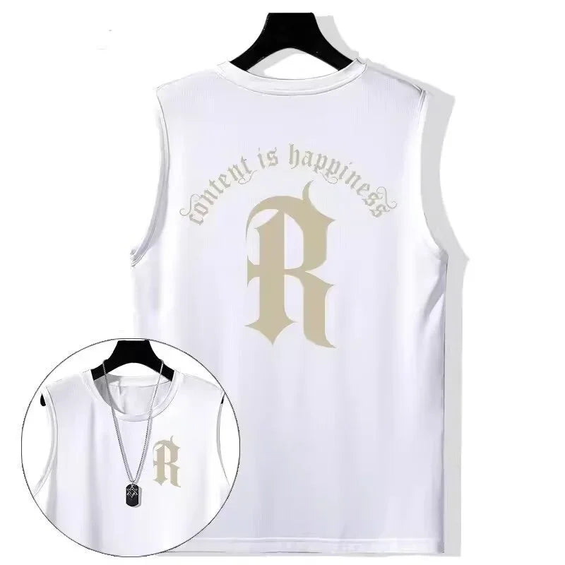Summer Letter Print Men's Tank Top Hip Hop Fashion Sleeveless T-shirts Y2K Streetwear Oversized Tops Vintage Vest Clothing