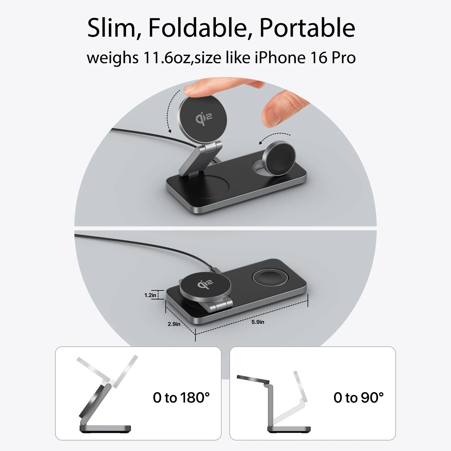 3 in 1 Qi2 Magnetic Wireless Charger For iPhone 16 15 14 13 12 Fast Charging Station For  iWatch 10 9 8 7 6 5  Airpods Pro