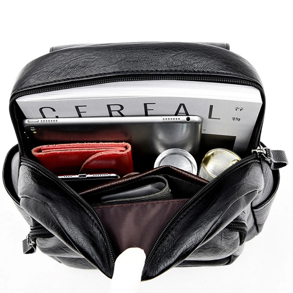 Ladies Bookbag Rucksack Women Large Capacity Backpack Purses High Quality PU Leather Female Vintage School Bags Travel Bagpack