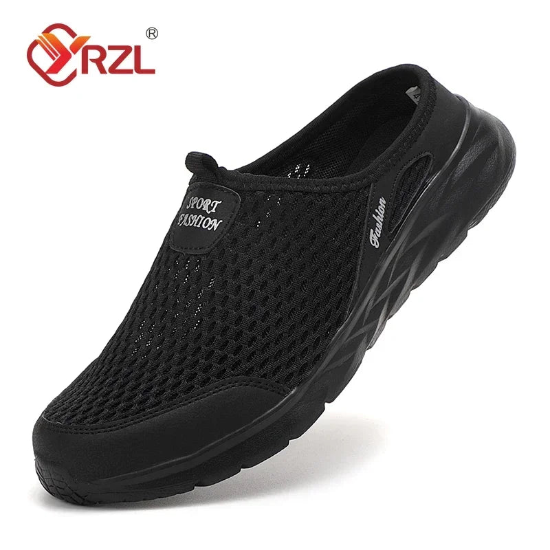 Men Half Slippers Summer Shoes Mens Sandals Breathable Mesh Outdoor Casual Walking Man Shoe Large Flat Lightweight Male Slippers