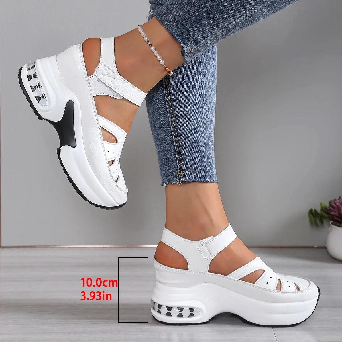 Women's Fashion Super High Heels Platform Sandals 2025 Summer Solid Wedge Shoes for Women New Closed Toe Casual Sandals Female