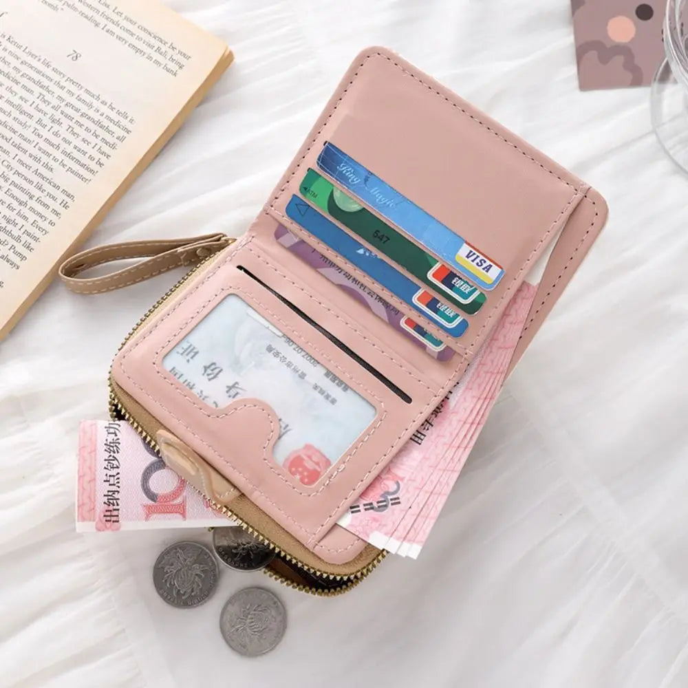 Cute Cat Coin Purse Women Fashion Short Wallet PU Leather Large Capacity Wallet Lightweight ID Card Holder Travel Cash Coin Bag