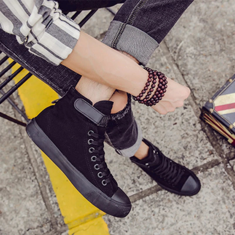 Men Shoes High Top Canvas Shoes Outdoor Breathable Walking Shoes Fashion Lightweight Sneakers Non-slip Flat Casual Shoe Tenis
