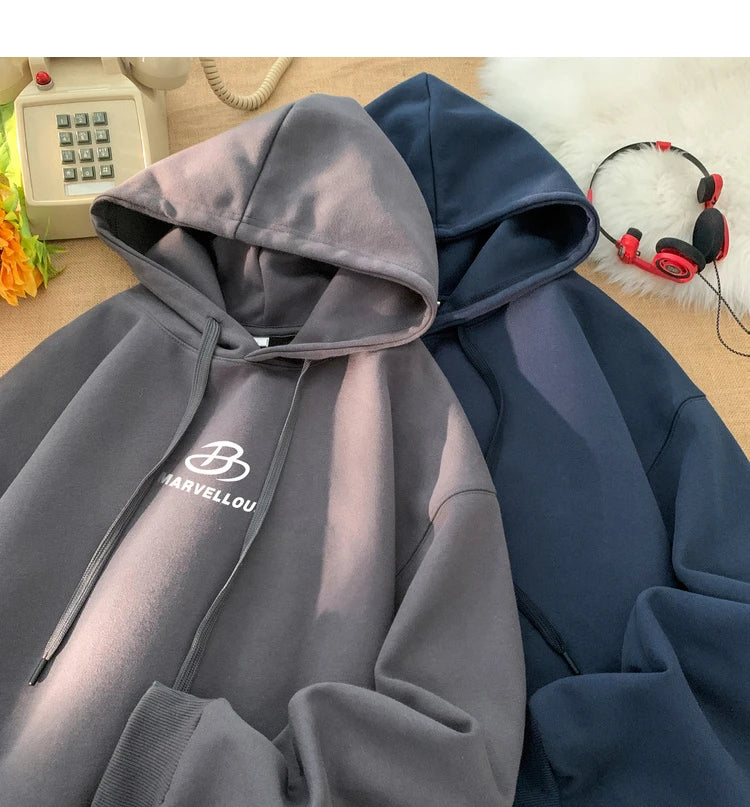 Korean Classic Loose Hooded Sweatshirt Casual Sports Wind Pullover Hoodie Multi-colour Sweatshirts Men Women Oversized