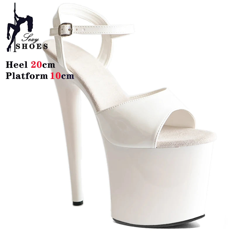 New Black Matte Stripper Shoes Woman Summer 2024 Designer Modern Sandals ultra-high heels 20cm Sexy Nightclubs Pole Dance Shoes