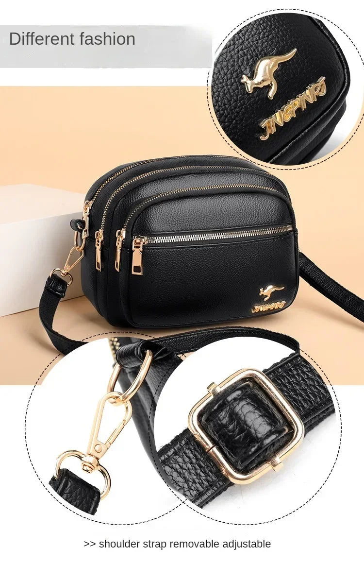 Luxury Ladies Handbag Sac High Quality Soft Leather Purse Fashion Women Shoulder Messenger Bag Multi-pocket Wear-resistant Bag