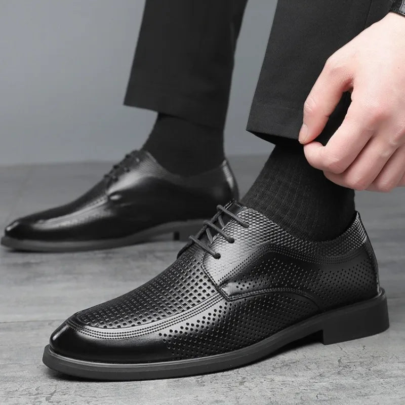 Shoes for Men Summer Breathable Hollow Out Shoe Fashion Business Dress Shoes Luxury Casual Leather Shoes for Men Loafers