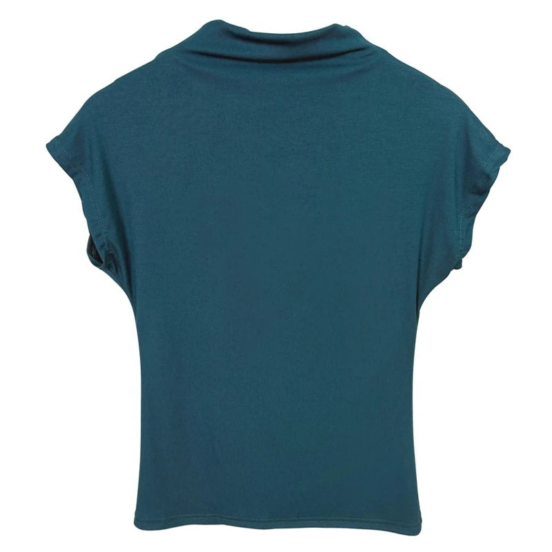 Female Streetwear Basics Versatile Tops Women Sexy Turtleneck Short Sleeve T-Shirts Solid Slim Fit Summer Causal Tees Shirts