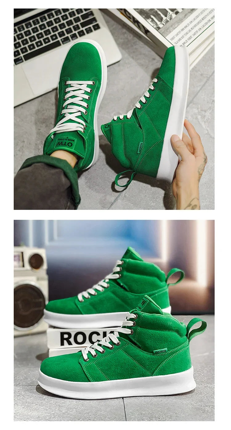 Brand High-Top Men Sneakers Microfiber Sneaker Man Platform Tennis Vulcanized Shoes Colorful Casual Original Men's Shoes 2023