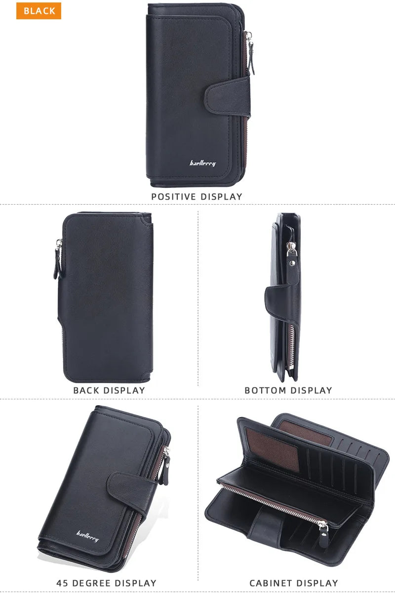 Ladies Long Coin Purse Clutch Multi-functional PU Leather Wallet Simple Fashion Zipper Hasp Wallet Large-capacity Card Holders