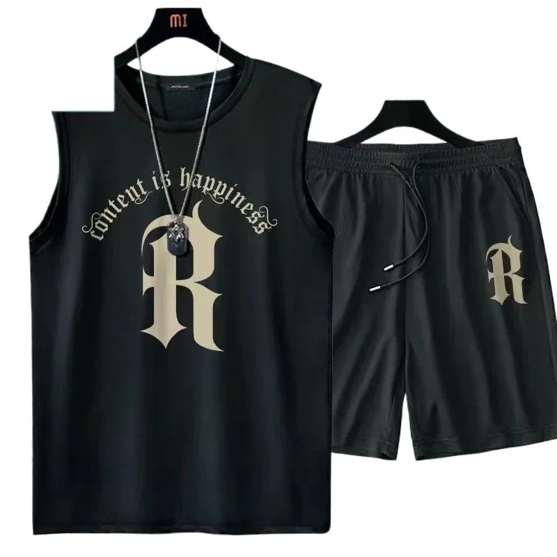 Men's quick drying pants Summer Basketball shorts Gym Short Sleeve T-shirt Shorts Set Tracksuits Men Casual Men Clothing Joggers