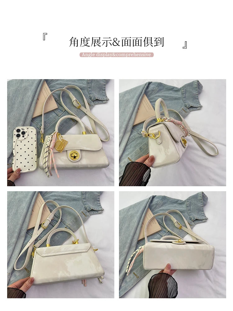 Classic Women's Leather Handbag, Crossbody Shoulder Tote Bag, Elegant Ladies Designer Purse