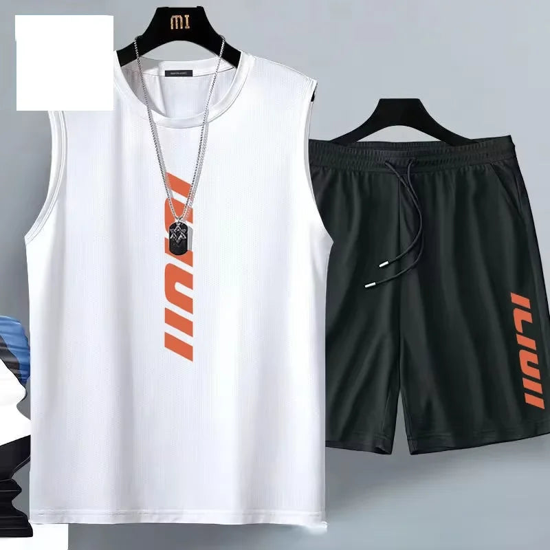 Men's quick drying pants Summer Basketball shorts Gym Short Sleeve T-shirt Shorts Set Tracksuits Men Casual Men Clothing Joggers
