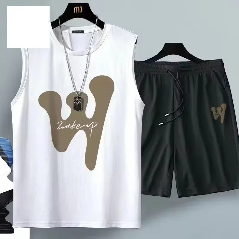 Men's quick drying pants Summer Basketball shorts Gym Short Sleeve T-shirt Shorts Set Tracksuits Men Casual Men Clothing Joggers