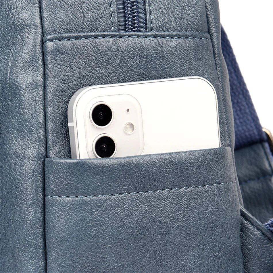 Ladies Bookbag Rucksack Women Large Capacity Backpack Purses High Quality PU Leather Female Vintage School Bags Travel Bagpack