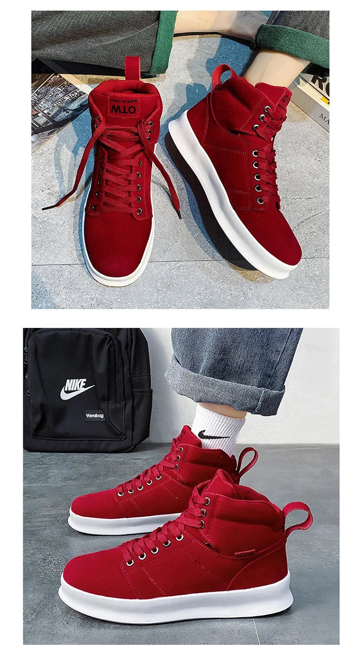 Brand High-Top Men Sneakers Microfiber Sneaker Man Platform Tennis Vulcanized Shoes Colorful Casual Original Men's Shoes 2023