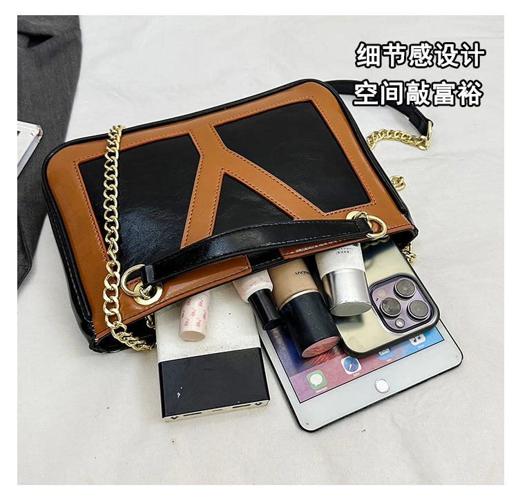 High-End Luxury Elegant Tote Bag For Women Shopper Messenger Purse Solid Color Commuter Use Large Capacity