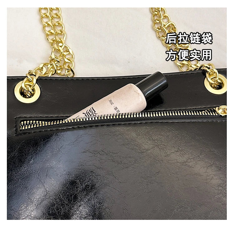 High-End Luxury Elegant Tote Bag For Women Shopper Messenger Purse Solid Color Commuter Use Large Capacity