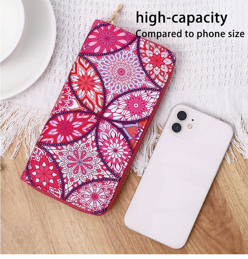 New fashionable lady zipper PU handbag purse with multiple clips and mobile phone compartments to travel, business, high-capacit