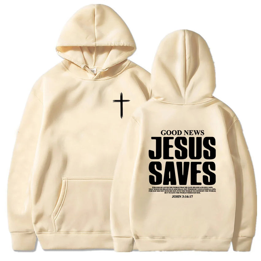 Jesus Saves John 3:16:17 Hoodies Christian Bible Verse Sweatshirts Men Women Clothes Winter Comfortable Pocket Pullovers Graphic