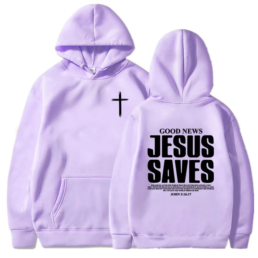 Jesus Saves John 3:16:17 Hoodies Christian Bible Verse Sweatshirts Men Women Clothes Winter Comfortable Pocket Pullovers Graphic