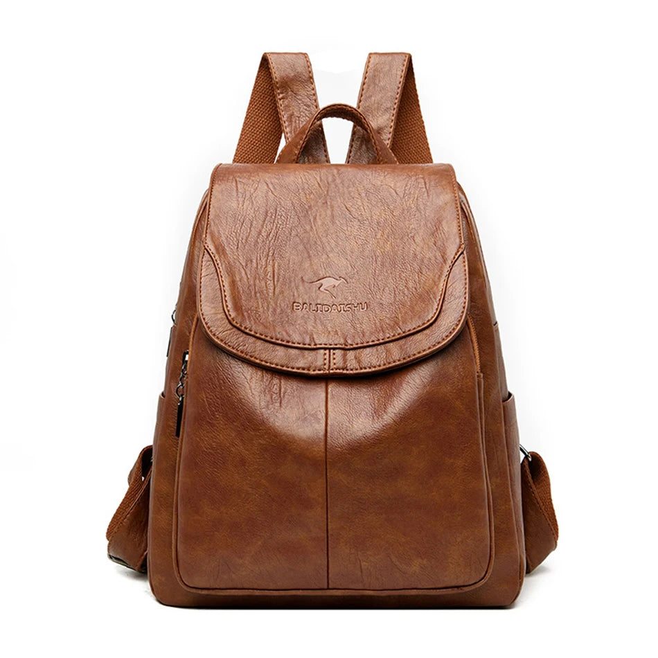 Ladies Bookbag Rucksack Women Large Capacity Backpack Purses High Quality PU Leather Female Vintage School Bags Travel Bagpack