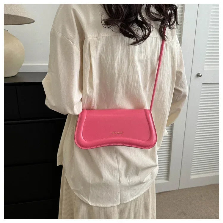 Ladies Shoulder Crossbody Bags  Women Underarm Bags Solid Color Small Top-handle Bags Purse Female Daily Handbags PU Leather