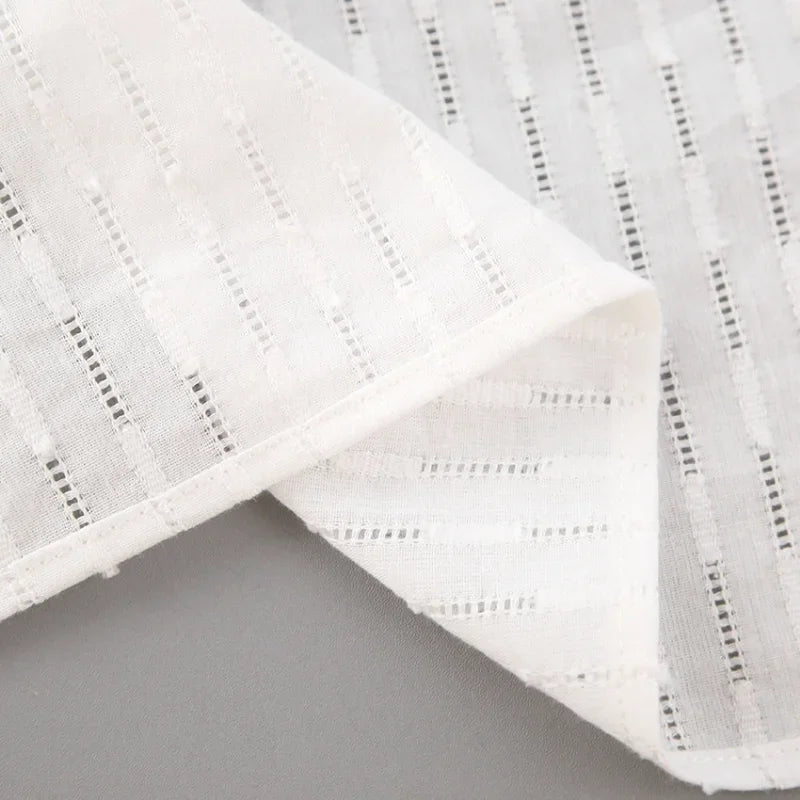 Women Jacquard Puff Sleeves Two Piece Sets for Summer Fashion Loose Shorts and Long Sleeved Shirt Outfits