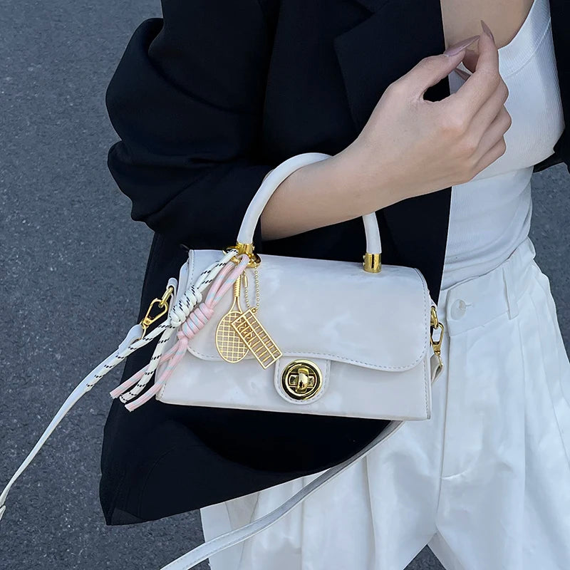 Classic Women's Leather Handbag, Crossbody Shoulder Tote Bag, Elegant Ladies Designer Purse