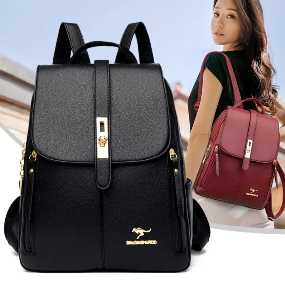 Women Large Capacity Backpack High Quality Leather Vintage Bags for Women School Bags Travel Rucksack Ladies Bookbag Knapsack