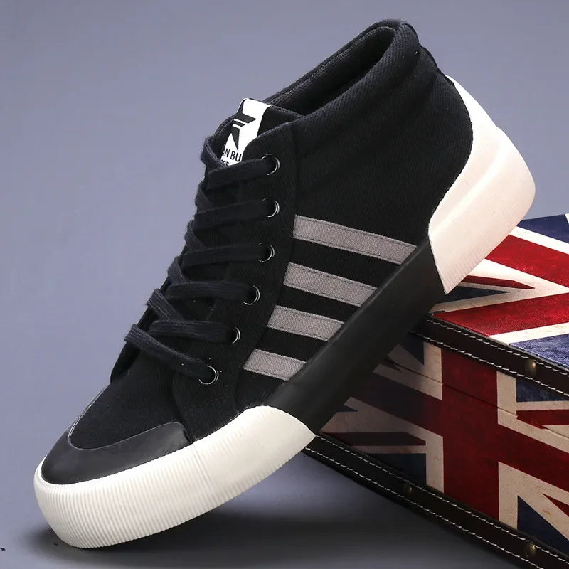 Canvas Sneakers Men Plimsoll Fashion High top Vulcanized Shoes Men Casual Green Men's Shoes Autumn Breathable