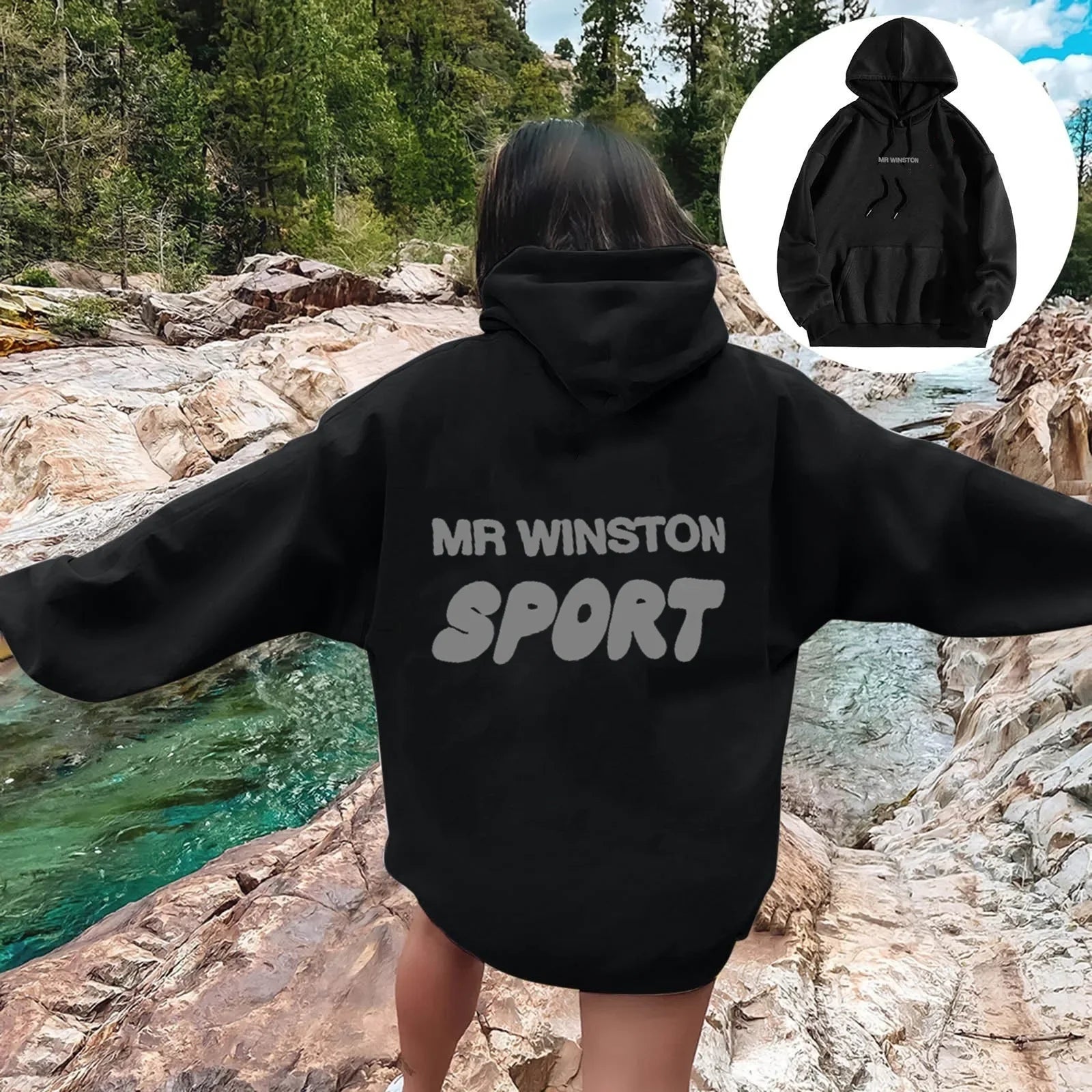 Hooded sweatshirt women's 2025 autumn and winter new style youthful and fashionable oversized street couple pullover sweatshirt