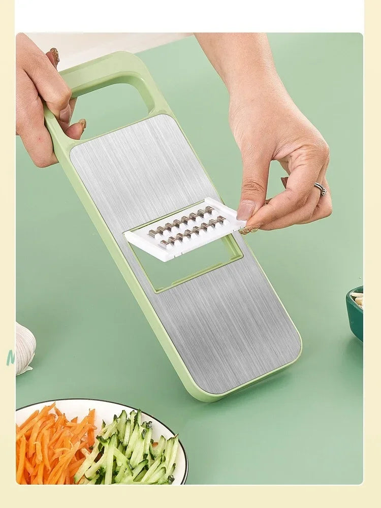 Kitchen 5 in 1 Stainless Steel Multifunctional Safe Manual Vegetable Slicer Cutter Potato Shredders Garlic Carrot Grater Chopper