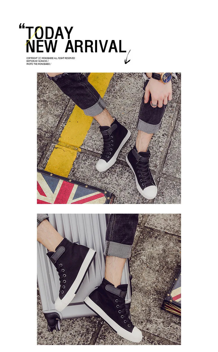 Men High Top Casual Shoes Fashion Breathable Canvas Shoes for Men Comfortable Lace-up Walking Shoes Non-slip Women Sneakers New