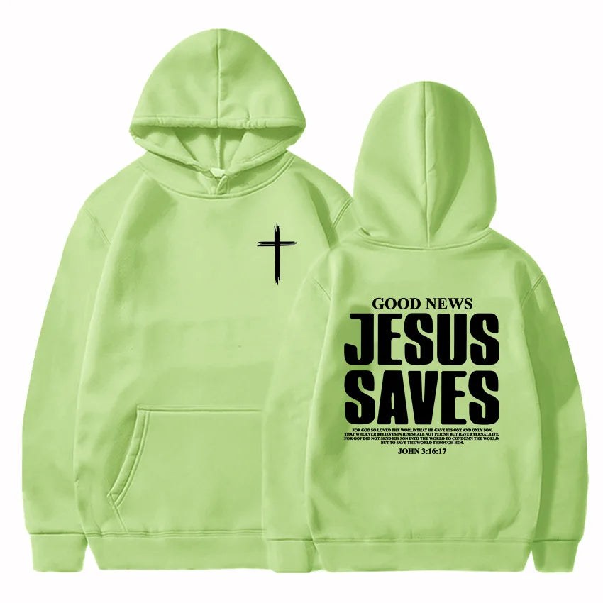 Jesus Saves John 3:16:17 Hoodies Christian Bible Verse Sweatshirts Men Women Clothes Winter Comfortable Pocket Pullovers Graphic