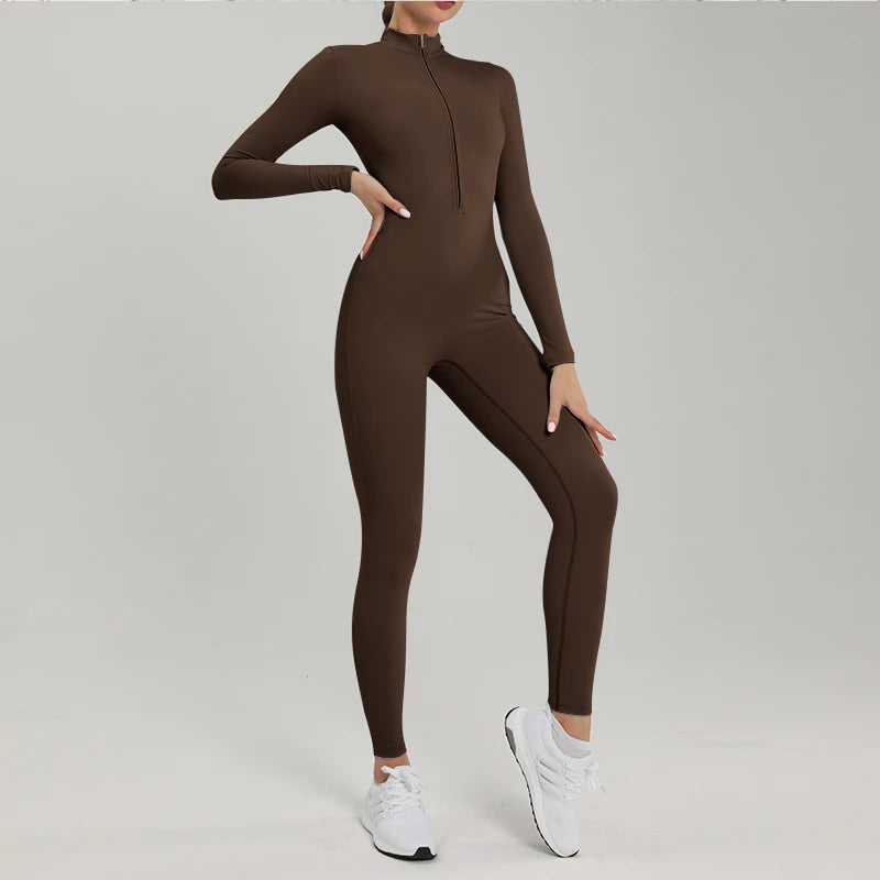 Women's Fitness Short Jumpsuits Long Sleeve Training Overalls One-Piece Sporty Suits Workout Romper Gym Clothing Woman Tracksuit