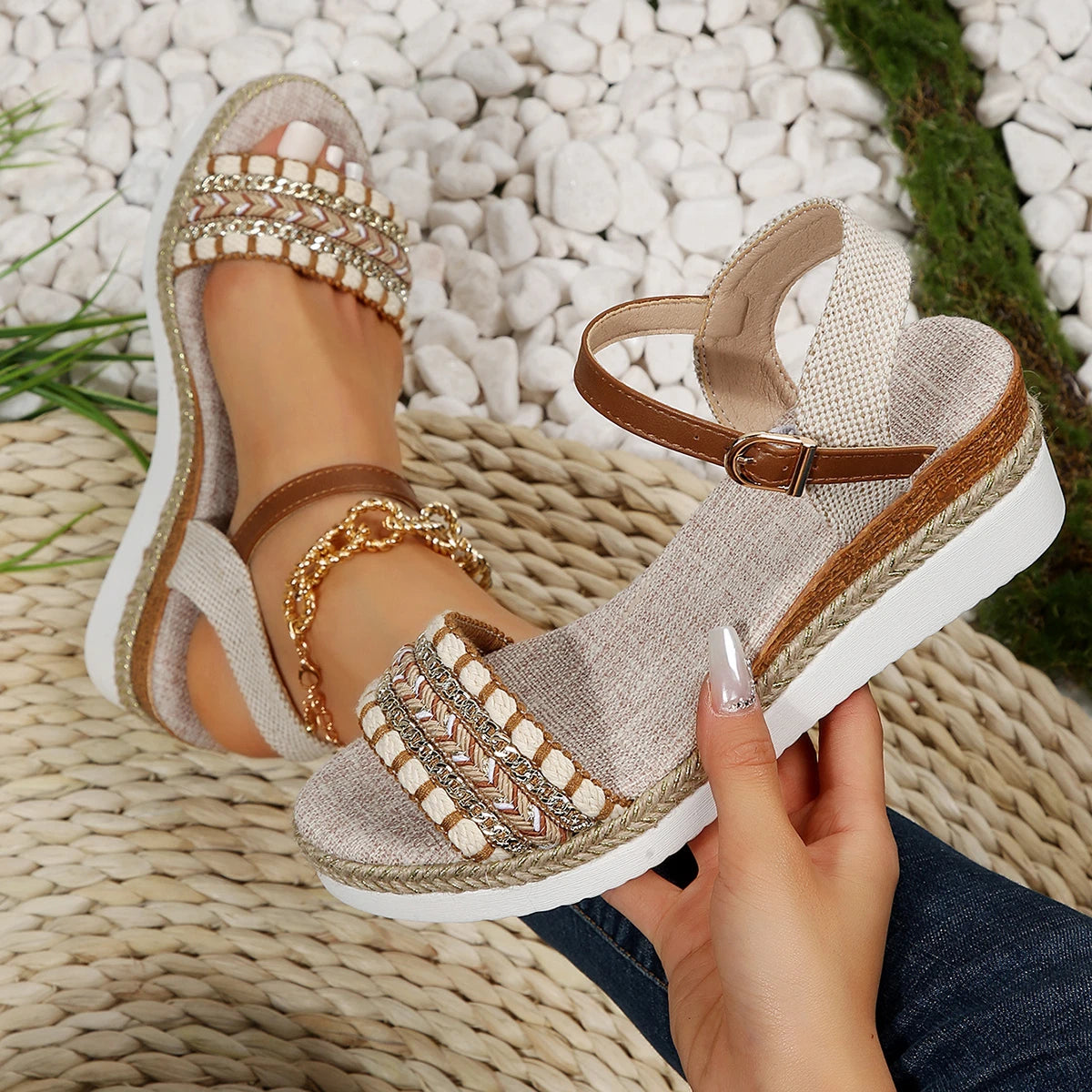 Women Sandals Summer Casual Luxury Flat Sandals Platform Shoes for Women 2025 New Designer Fashion Sandals Sandalias De Mujer
