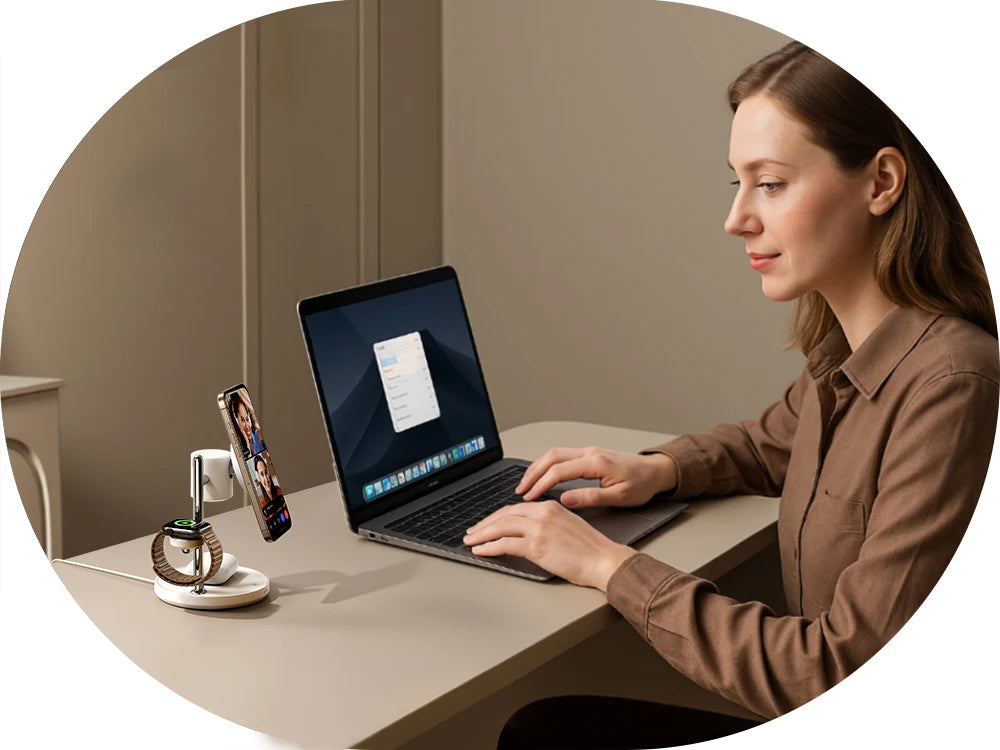 Wireless Charger Magnetic Charging Station For iPhone 16-12 Series For iWatch For AirPods 4/3/2/Pro 4-in-1 Qi2 Fast 15W